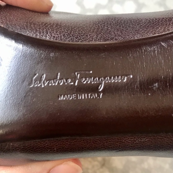 Salvatore Ferragamo brown leather shoes, wooden high heel, size 7.5 - Picture 3 of 7